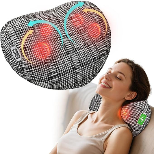 Back Massager for Pain Relief, Gifts for Women Men FSA Eligible HSA, Cordless 120min Neck and Back Massager, Plush Skin-Friendly Kneading Massage Pillow for Full Body Relaxation