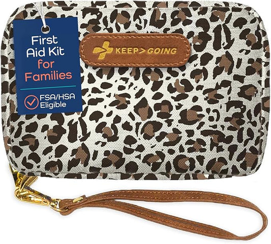 Keep Going Travel First Aid Kit for Kids – 130 Pc.for Purse, Diaper Bag, Backpack, & Suitcase, with Latex-Free Bandages – 7 x 5 x 2 in. Travel First Aid Kit TSA-Approved