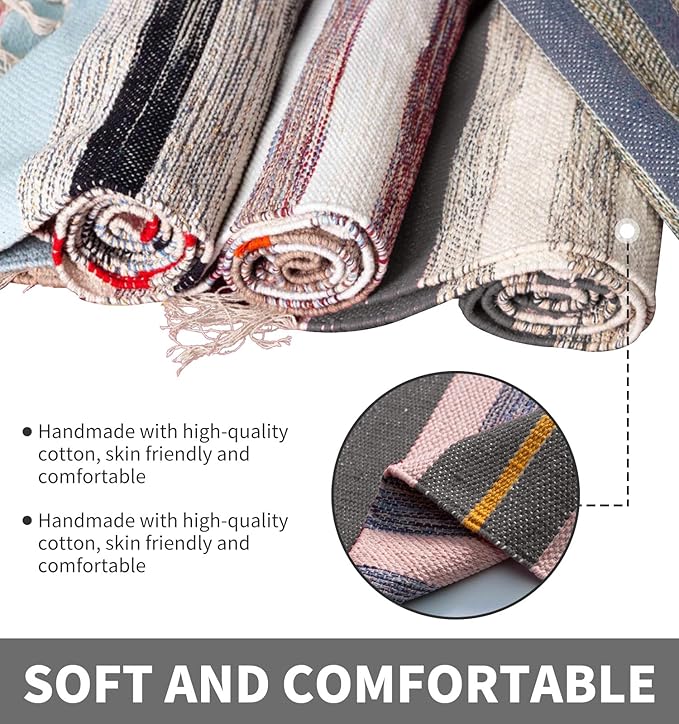 Cifupy Handmade Organic Yoga Mat made with Organic Cotton Yoga Mat - Non Slip Hand-Woven Foldable Yoga Rug Provides Excellent Comfort, Traction & Support for Indoor & Outdoor Use - 24 x 72 Inches