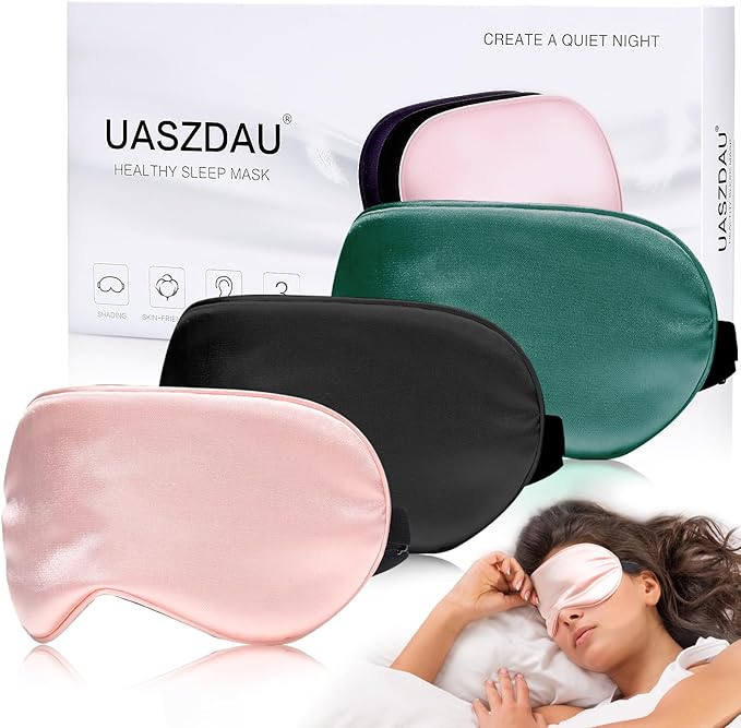 Eye Mask for Sleeping,3 Pack Silk Sleep Masks for Women Men-Blindfold for Travel on Airplane,100% Pure Silk Eye Mask for Sleep with Adjustable Strip