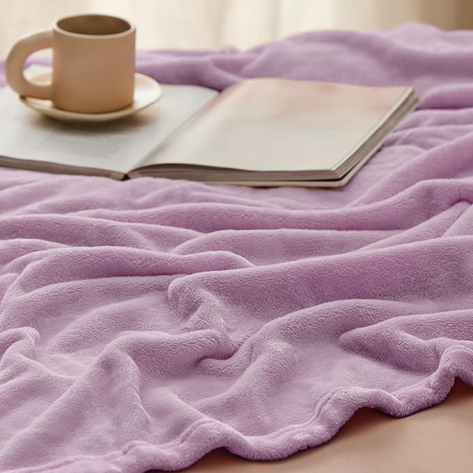 Bedsure GentleSoft Fleece Blankets King Size Lilac Lavender - Bed Blanket Soft Lightweight Plush Cozy Fuzzy Luxury Microfiber, 108x90 inches