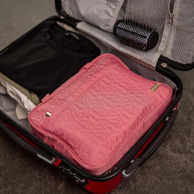 Carrywell |Not Made In China| Hanging Toiletry Travel Bag For Women, Makeup Organizer Case, Water-Resistant Cosmetic Bag For Full-size Containers, Toiletries (Rosewood Pink, Medium)