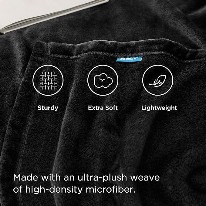 Bedsure GentleSoft Fleece Blankets King Size Black - Bed Blanket Soft Lightweight Plush Cozy Fuzzy Luxury Microfiber, 108x90 inches