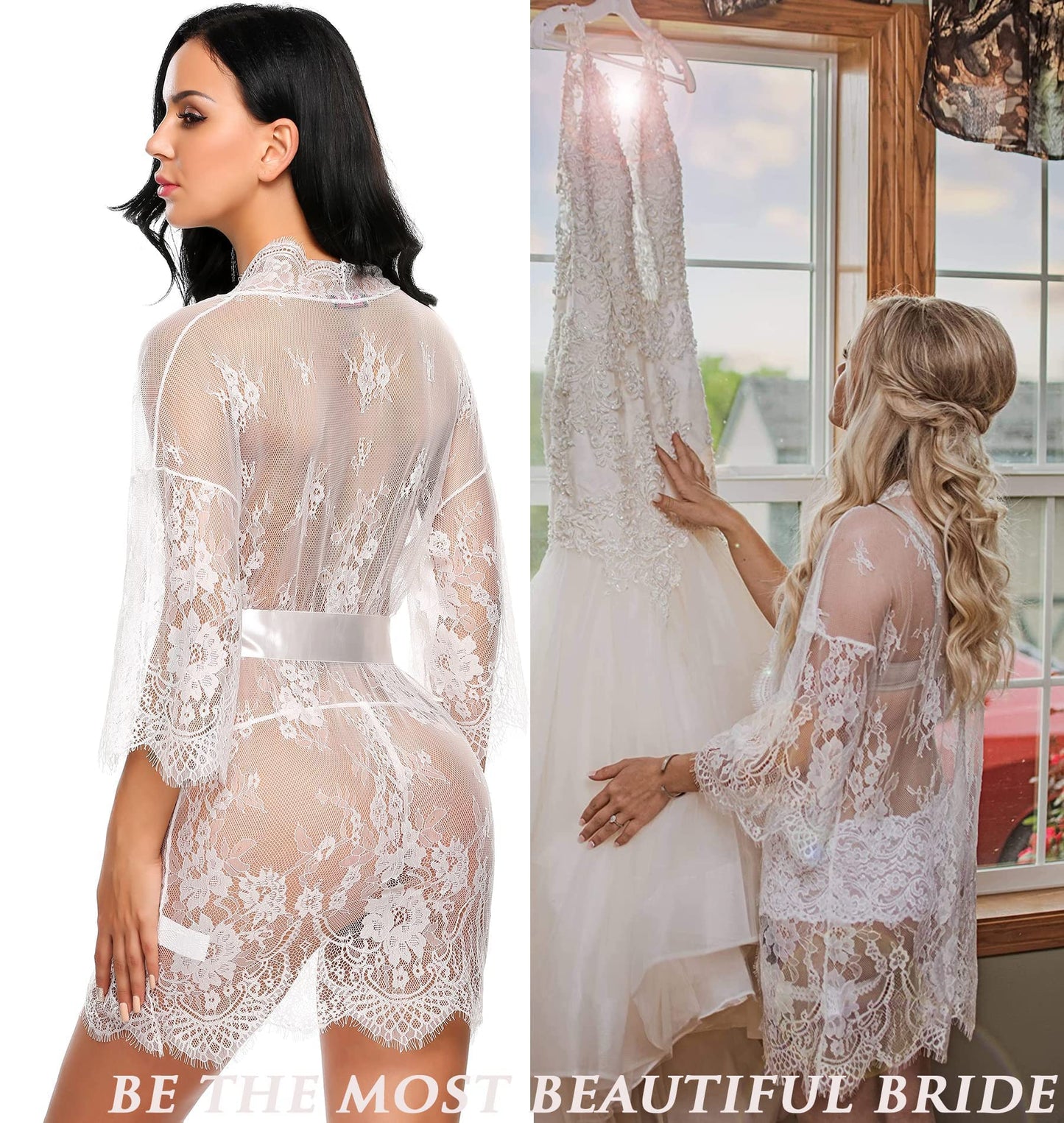 Avidlove Women's Lace Kimono Robe Babydoll Lingerie Set Nightgown