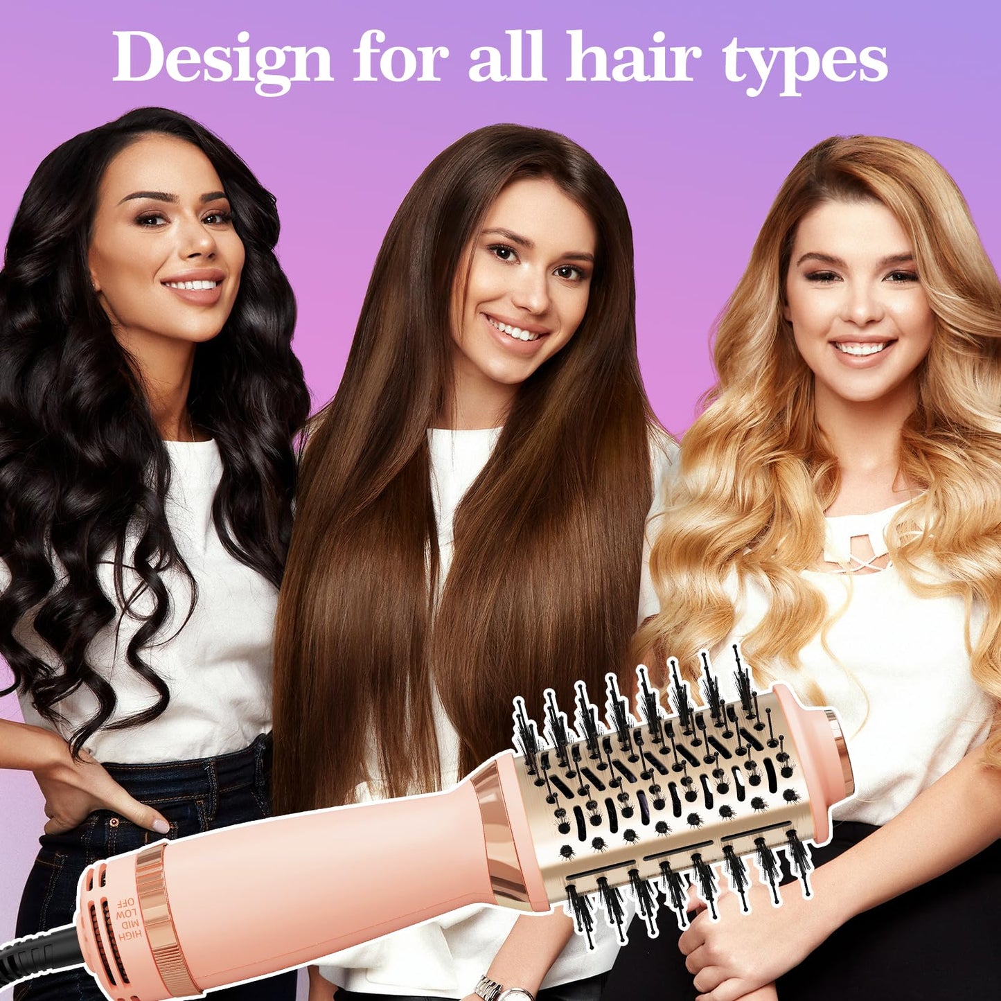 Voseki Hair Dryer Brush Blow Dryer Brush in One, 4-in-1 Hair Dryer Brush Blow Dryer with Oval Barrel, Mini Hot Air Brush for All Hair Types(Pink)