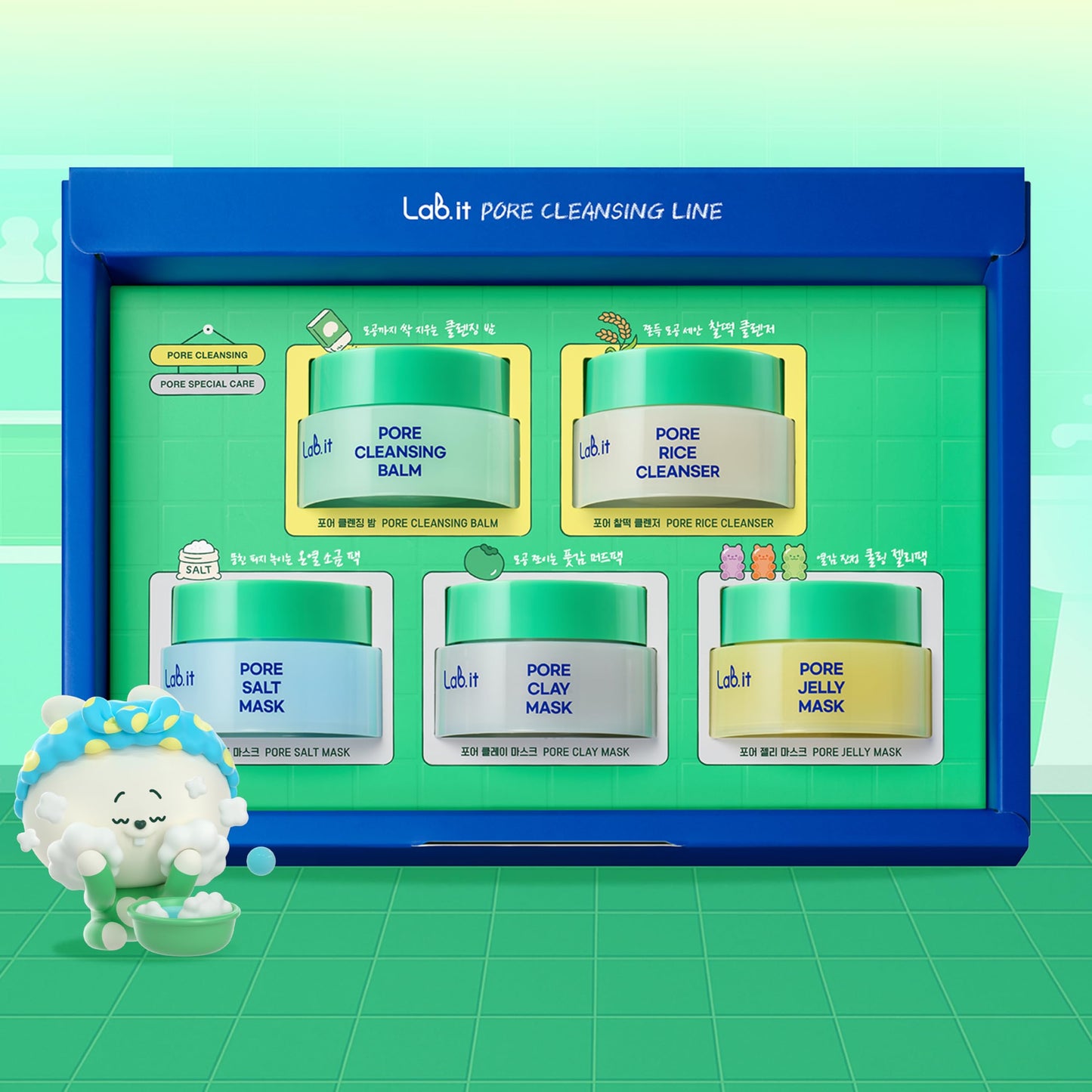 Lab.it Pore Cleansing Travel Kit – Korean Skincare Gift Set for Teens, Girls & Women, Face Cleanser & Mask Kit, Pore Care & Oil Control, Sensitive Skin-Friendly, Under 10 dollors Skincare, Travel-Size