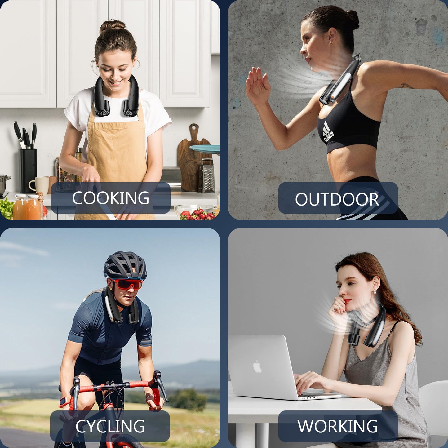 Rarekoas Portable Neck Fan, Hands-Free, 6 Speeds, 6000 mAh Battery, 360° Cooling Wearable Personal Fan, Rechargeable, Gifts for Women Men, Suitable for Indoor, Outdoor, Travel