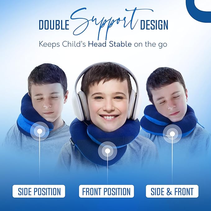 BCOZZY Kids Travel Neck Pillow (8-12 Y/O) – Patented Soft Child Pillow for Head & Chin Support in Car, Airplane, and Road Trip Sleeping. Adjustable Size. Carry Bag. Fully Washable. Medium, Pink