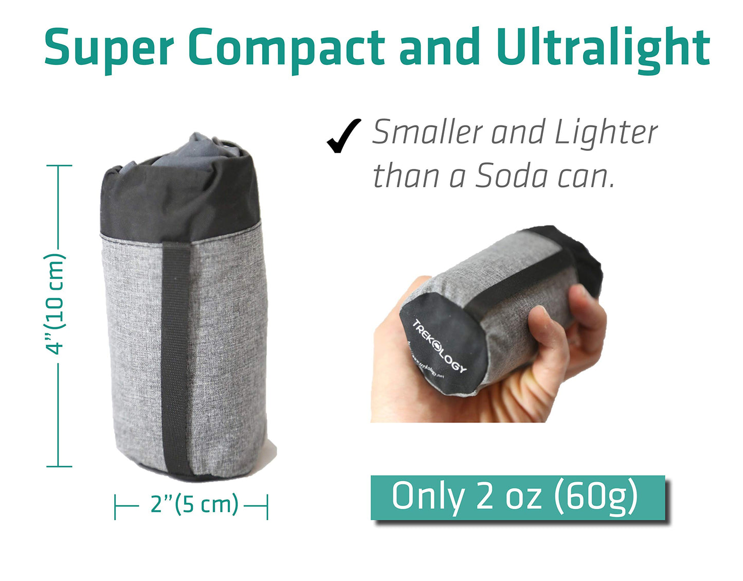 TREKOLOGY Inflatable Neck Pillow for Travel – Compact Ultralight Air Pillow with Button Inflation & Quick Deflate – Dual-Fabric Neck Support Cushion for Airplane, Car, Train, Bus