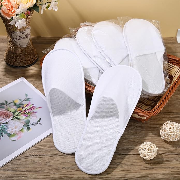 JaGely 120 Pairs Bulk Disposable Slippers Non Slip Hotel Spa Slippers Fluffy Closed Toe for Home Indoor Wedding Travel Party Guests Men Women