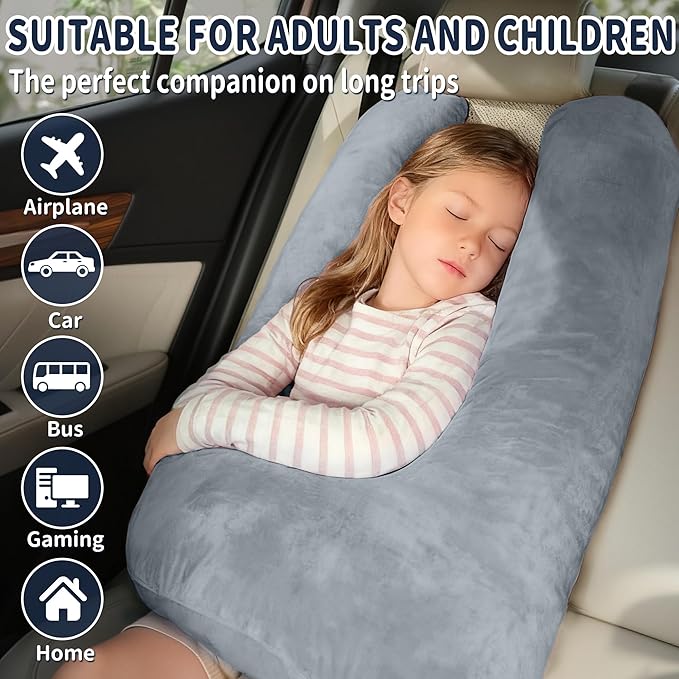 Car Pillow for Kids, Car Pillow, Travel Pillow Cushion for Car and Adults, Support Head and Neck on Road Trips, Black