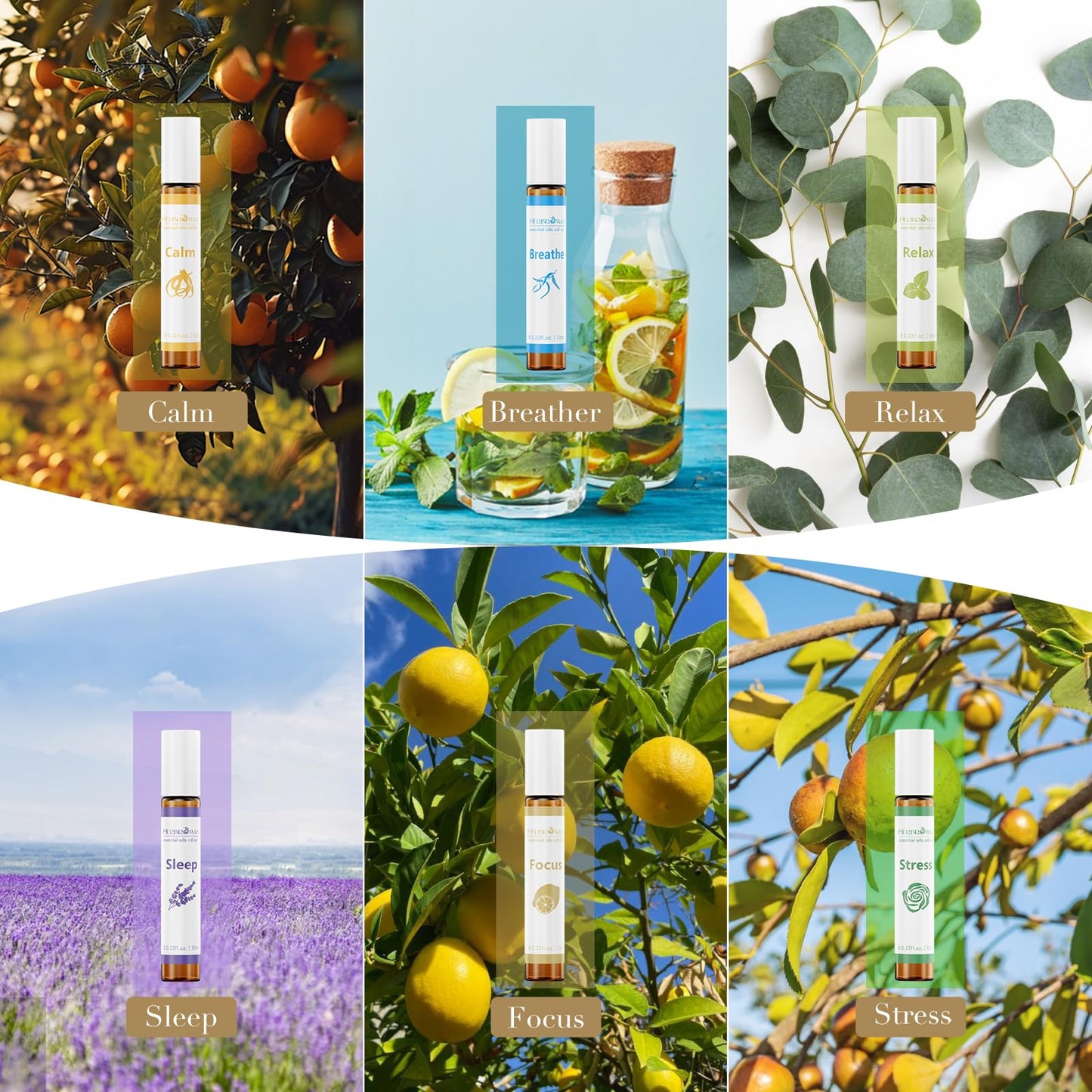 HERBROMAS Aromatherapy Essential Oil Roll On Blend Relaxation Gift for Women, Natural and Pure Essentail Oils with Travel Size Roller Ball Bottle (Sleep, 1)