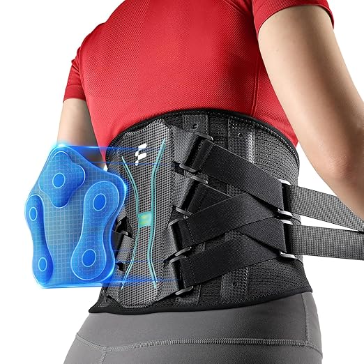 Back Brace for Lower Back Pain Relief, Extra Lumbar Support Pillow, Lightweight Carbon Fiber Splints, Ultra-thin Mesh, Adjustable Fit, for Under Clothes, Sciatica, Posture, Lifting, Size XXL
