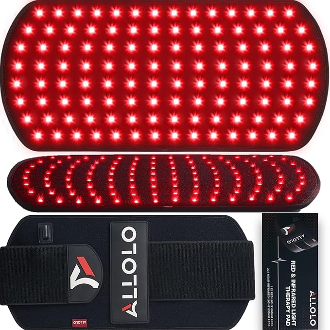 ALLOLO Red Light Therapy for Body, 16.7"*7.9" 660nm&850nm Infrared Red Light Therapy Belt with Pulse for Back Waist Muscle Pain Relief, 3-in-1 LED Bead with Controller Timer Gift for Women Men