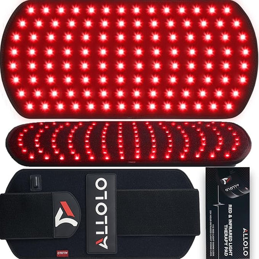 ALLOLO Red Light Therapy for Body, 16.7"*7.9" 660nm&850nm Infrared Red Light Therapy Belt with Pulse for Back Waist Muscle Pain Relief, 3-in-1 LED Bead with Controller Timer Gift for Women Men