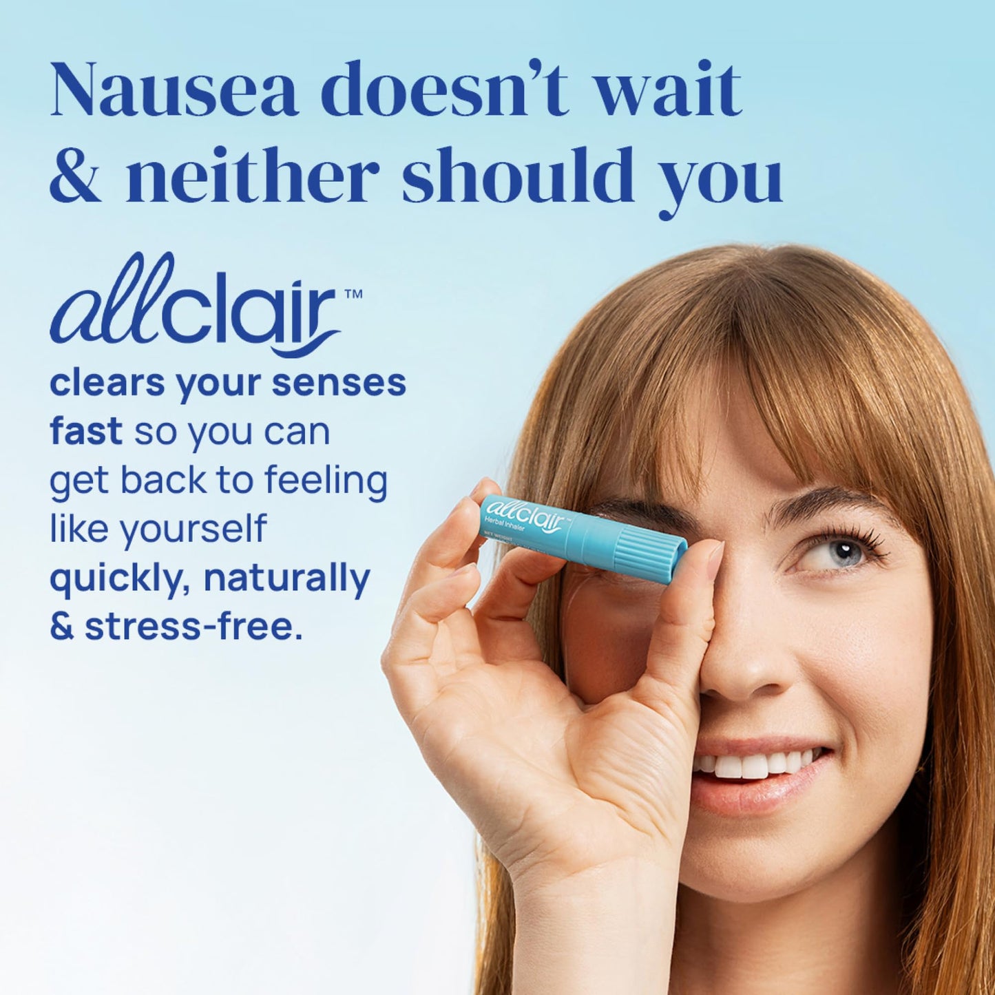 Allclair Nausea Relief Inhaler - Take Control of Motion Sickness, Morning Sickness, Medication, Stress - Fast, Natural, Drug-Free, Non-Drowsy & Portable Travel Essential - Pack of 2 Inhalers