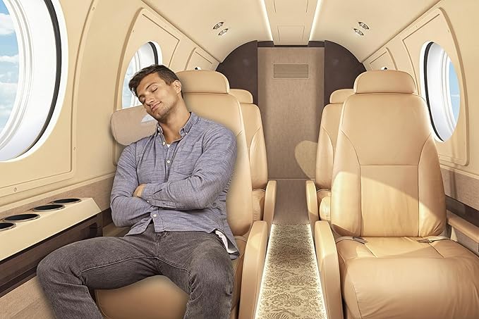 BlueHills Travel Blanket Pillow Rolled Premium Soft Plush Airplane Throw Traveler Essentials Gift Compact in a Bag 70X48 inches Long Car Plane Flight Portable Beige R06