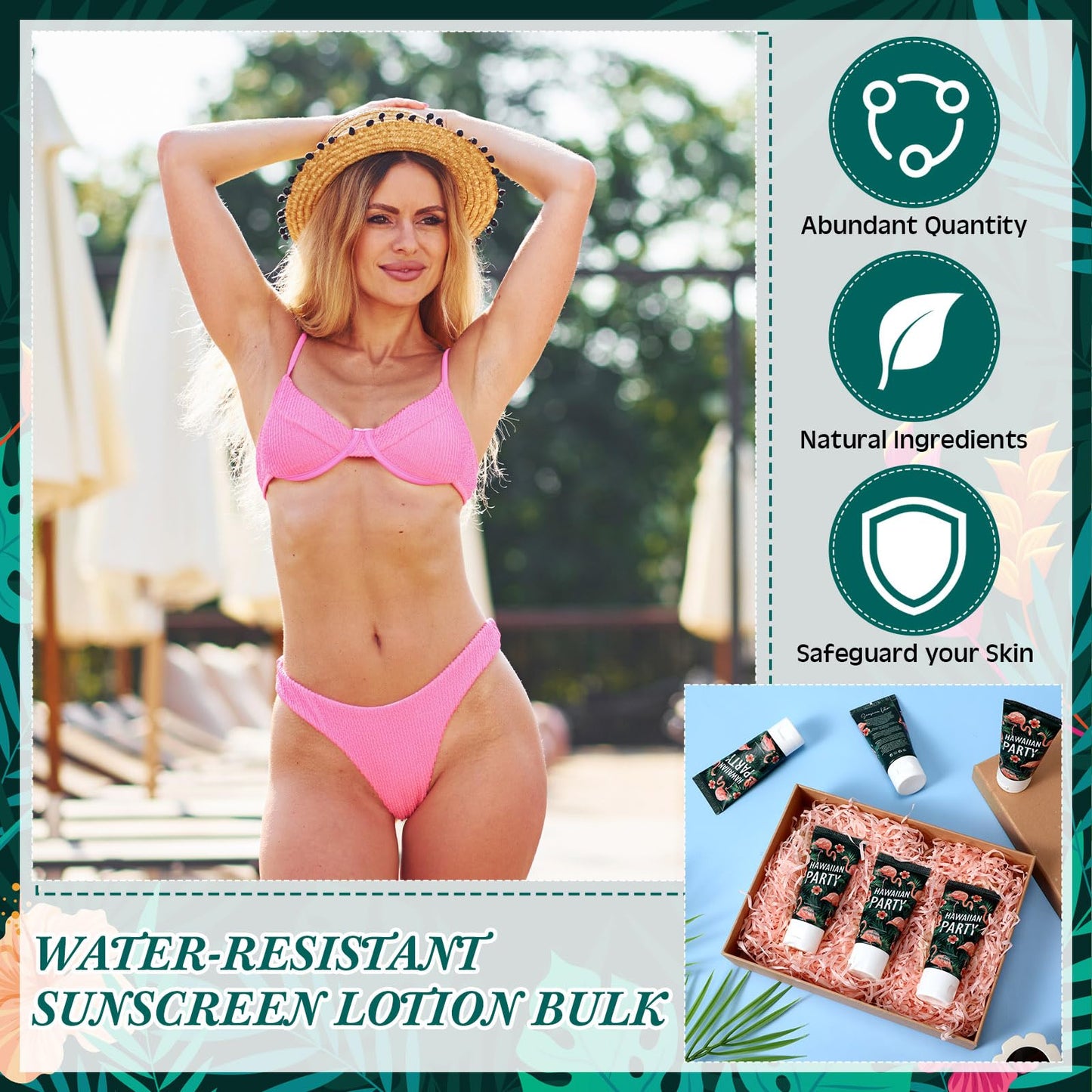 Dansib 24 Pcs Mini Sunscreen Bulk for Summer Wedding Party Spf 30 Water Resistant Sunscreen Lotion Bulk 1oz Travel Size for Thank You Gifts Wedding Party Supplies(White Cream,Flamingo)