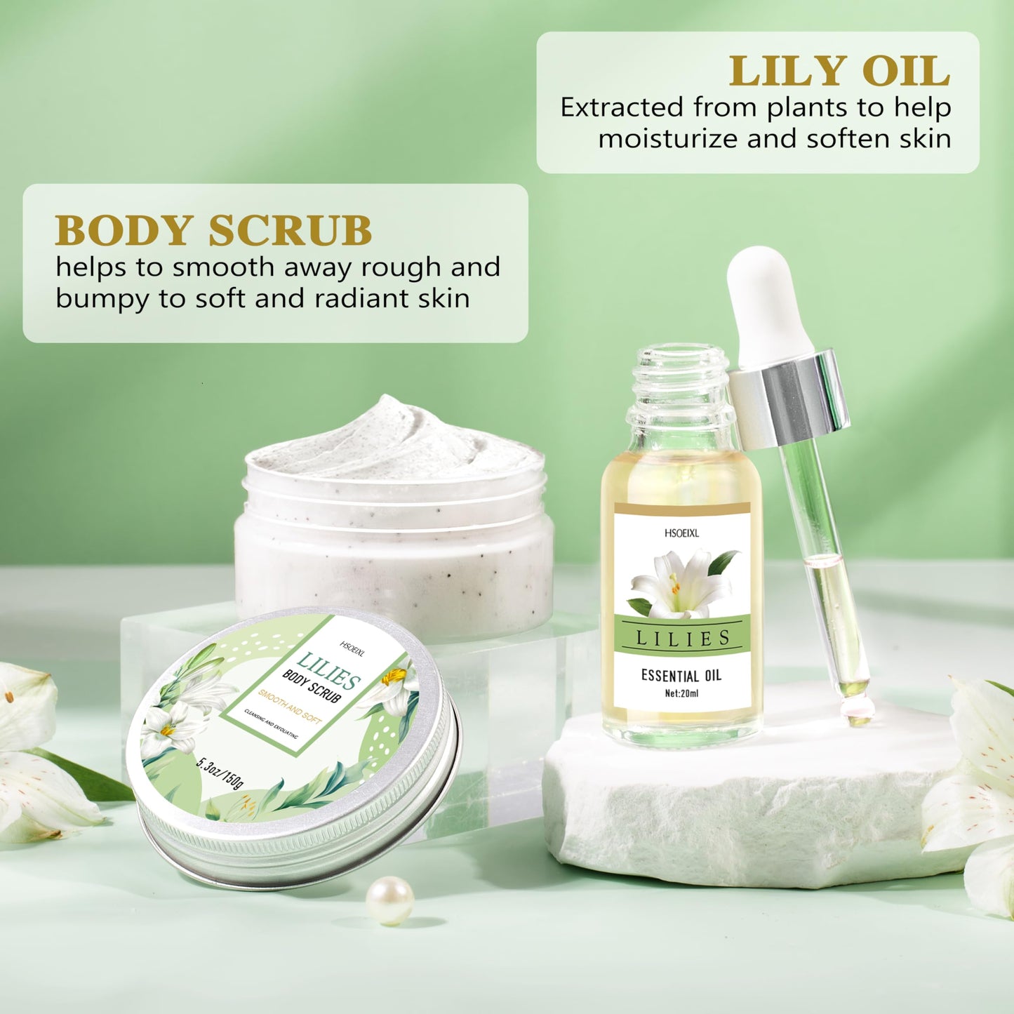 HSOEIXL Gifts for Women, Birthday Gifts for Women, Bath and Body Gifts Set, Lilies Self Care Set,Christmas Mothers Day Relaxing Spa Basket for Mom, Grandma, Girlfriend, Sister, Friends