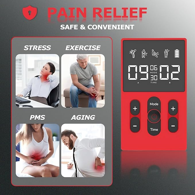 12Modes TENS EMS Unit Compact Muscle Stimulator for Pain Relief, Rechargeable & Portable Dual Channel EMS Muscle Stimulator with 36 Intensity Levels (Including Electrodes Pads)