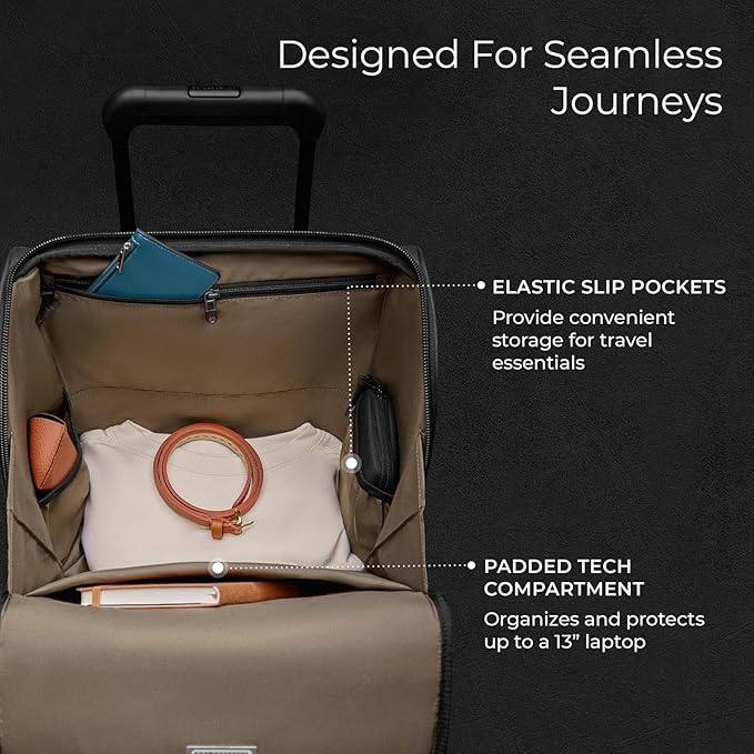 Briggs & Riley Cabin Spinner - Carry On Luggage for Travel, Suitcases with Wheels, Softside Rolling Bag for Men & Women, Fits Under Plane Seat, Telescoping Handle - ZDX Collection, Black