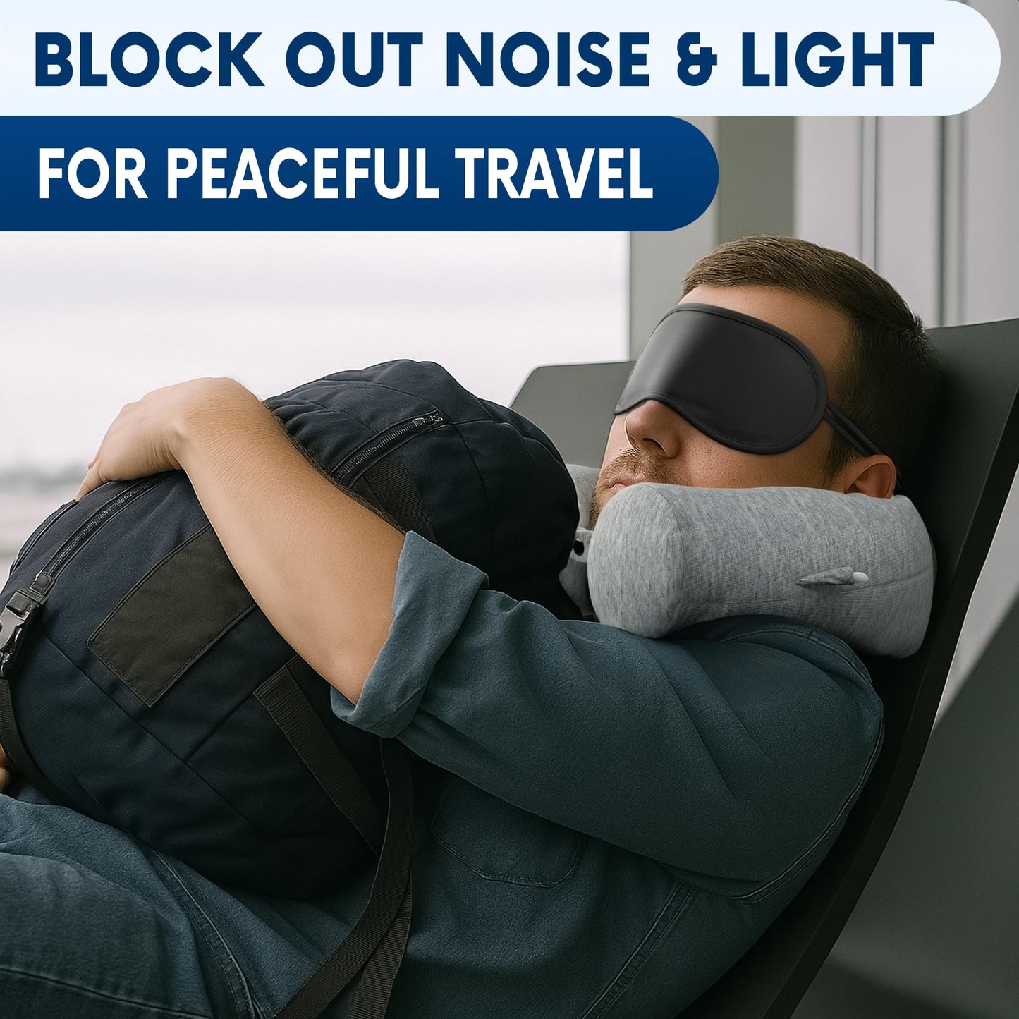 Twist Memory Foam Travel Pillow - Comfortable & Adjustable Neck Pillow for Traveling with Soft Washable Velvet Cover, Eye Mask & Earplugs - Long Flight Essentials | for 360° Neck Support, Chin, Lumbar