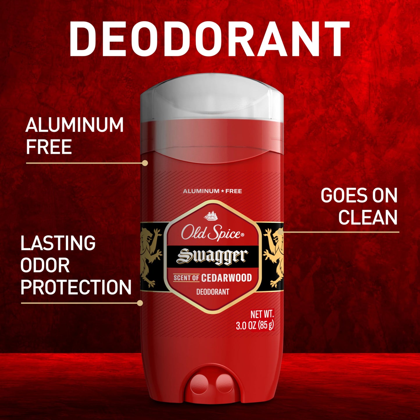 Old Spice Aluminum Free Deodorant for Men, 24/7 Odor Protection, 24/7 Freshness & Lasting Scent, Swagger with Cedarwood Scent, 3.8 oz (Pack of 3)