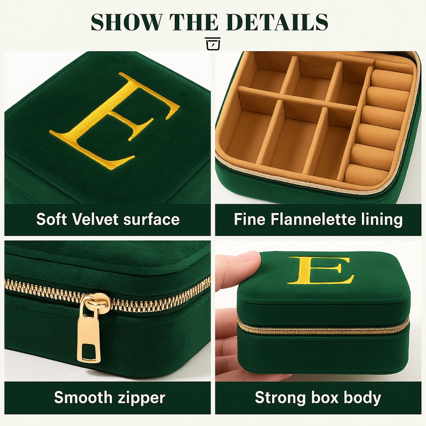 EURGANT Initial Travel Jewelry Case for Women Small Jewelry Box Organizer, Birthday Mom Gifts for Women from Daughter - Letter J