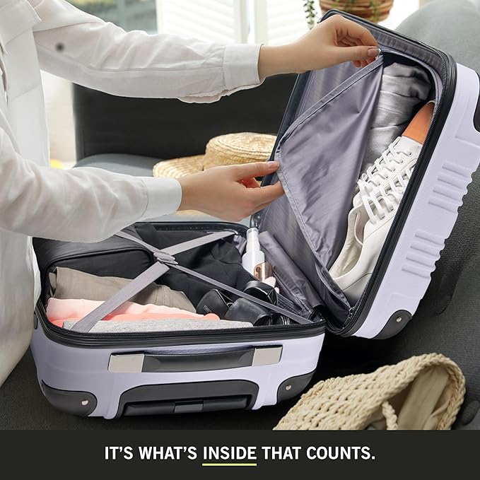 Kenneth Cole REACTION Bounds Lightweight Hardshell 4-Wheel Spinner Luggage, Lavender, 20-Inch Carry On