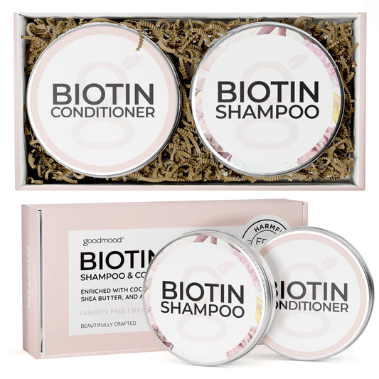 GoodMood Biotin Shampoo and Conditioner Bars for Hair Growth - Solid Set to Combat Thinning Hair Loss