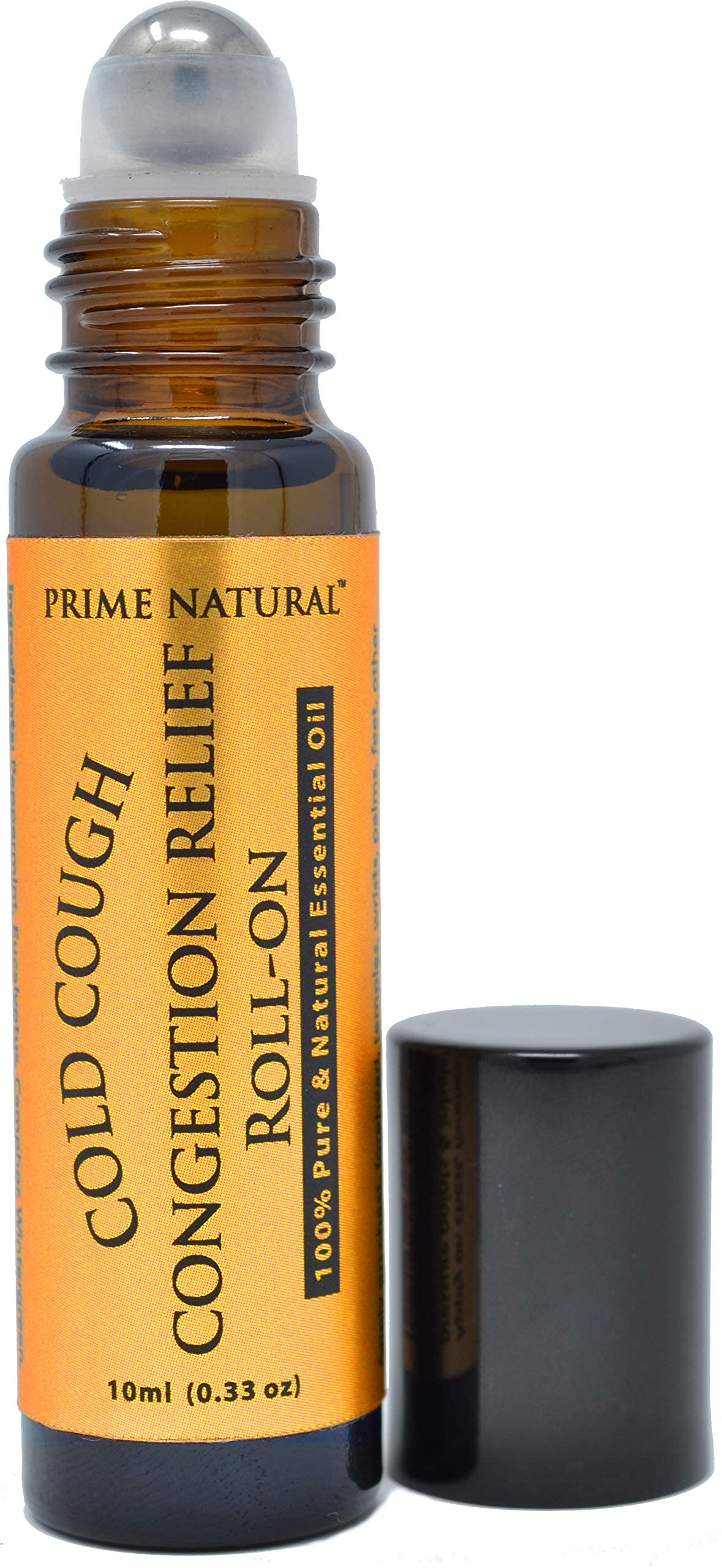 PRIME NATURAL Cold Cough Congestion Relief Essential Oil Roll on (10ml), Pre-Diluted Ready to Use Roller for Sinus, Sore Muscle, Headache & Sleep
