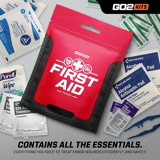 54-Piece First Aid Kit, Basic Plus Emergency First Aid Kit for Home, Work & Travel, Red, 100-Pack (RX350MAX)