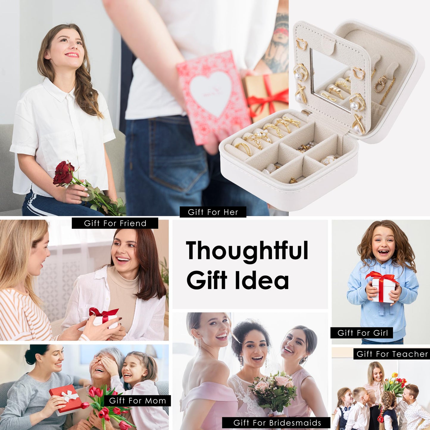 Nymtavia Birthday Gifts for Women - Initial Jewelry Box, Travel Case Organizer for Wife, Girlfriend, Graduation & Bridesmaid Gift