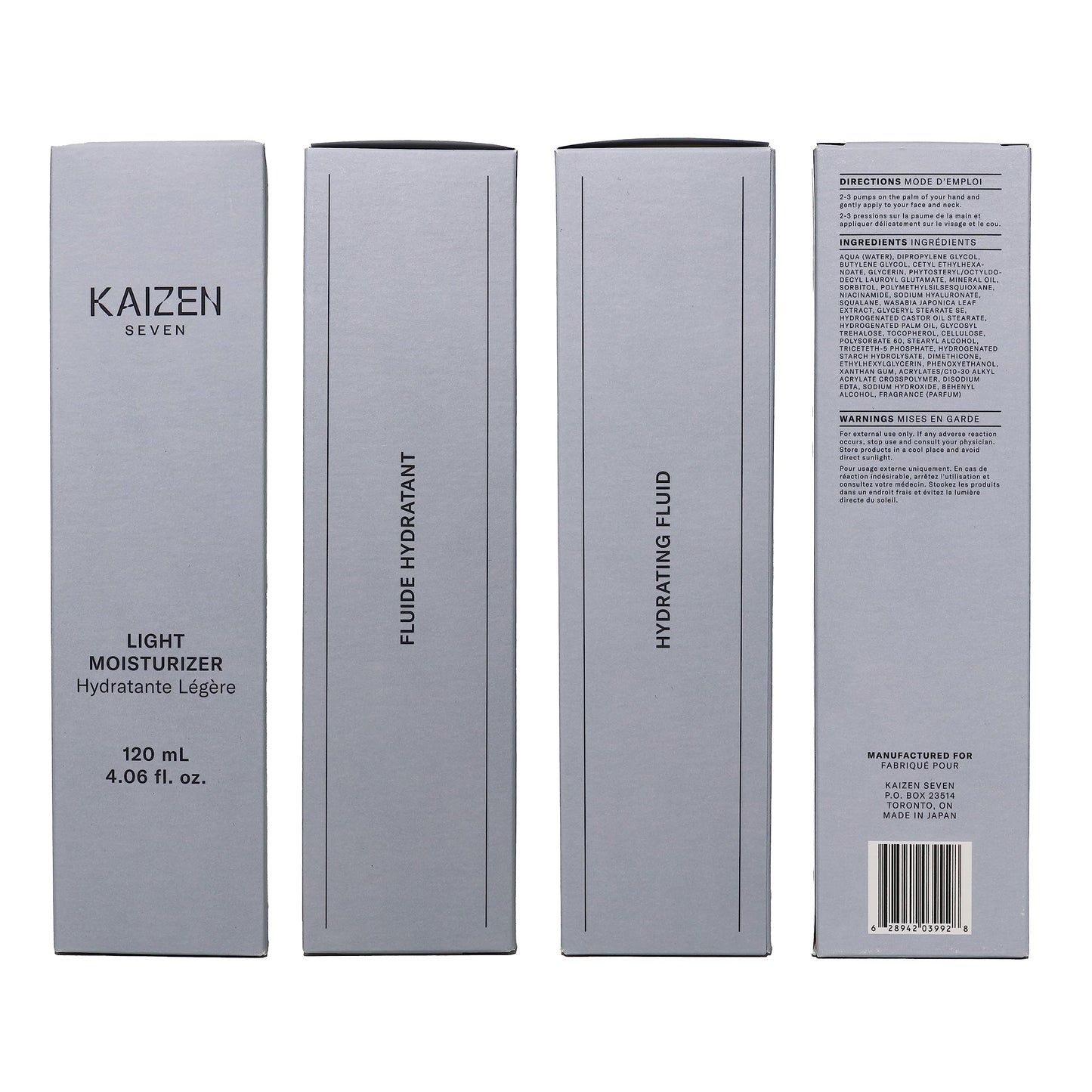 Kaizen Seven Light Moisturizer for Men | Made in Japan | 120 ml Premium Light Moisturizer non-greasy or sticky, Niacinamide, Sodium Hyaluronate, Wasabi Leaf, Olive Squalane