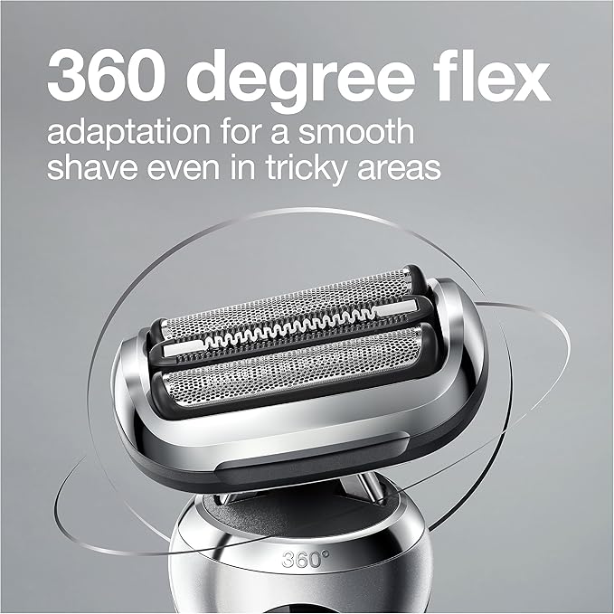 Braun Series 7 7032cs Flex Electric Razor for Men, Wet & Dry, Electric Razor, Rechargeable, Cordless Foil Shaver with Beard Trimmer and Charging Stand, Silver