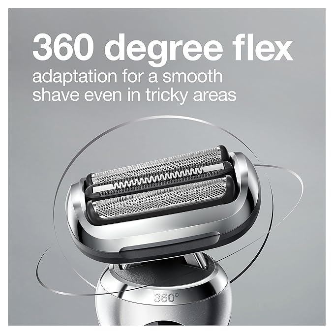 Braun Electric Razor for Men, Waterproof Foil Shaver, Series 7 7027cs, Wet & Dry Shave, with Beard Trimmer, Rechargeable, Charging Stand and Travel Case Included, Silver Black