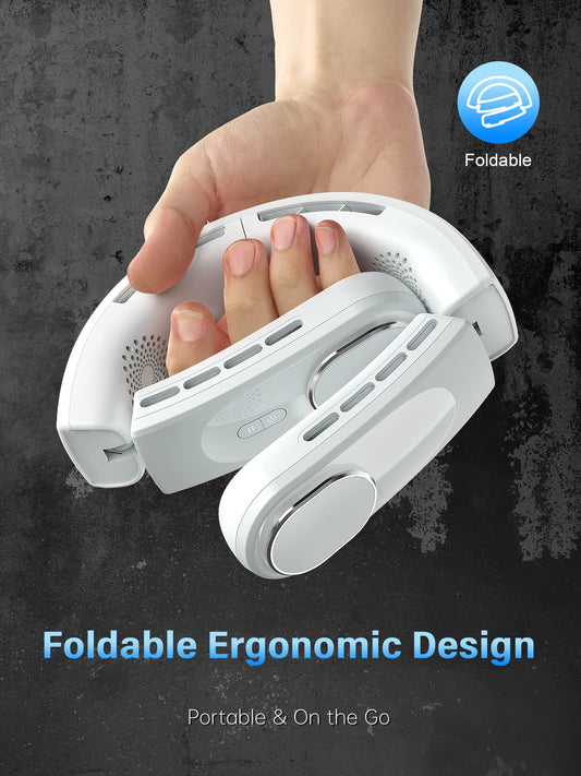 ChillGo Neck Fan - 4 Turbo Foldable Portable Fan - Personal Bladeless Fan 5200mAh with Strong Airflow, 4 Vent Air Conditioner, Wearable Cooling Fan for Travel Outdoor