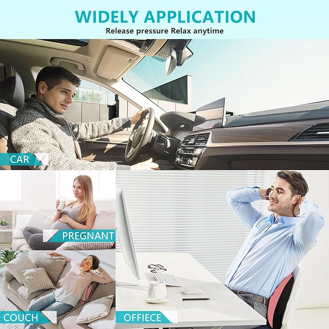 FLORICH Lumbar Support with Car headrest Back Pillow for Chair Headrest Pillow with Gel Memory Foam Massage Point Lumbar Support(Pink)