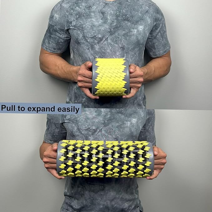 Collapsible Premium Foam Roller for Sore Muscles, Tissue, for Tension and Pain Relief | Massage Rollers for Maximum Tension Relief ∣ High Density Foam for Deep Tissues, Thigh, Arms (Yellow)