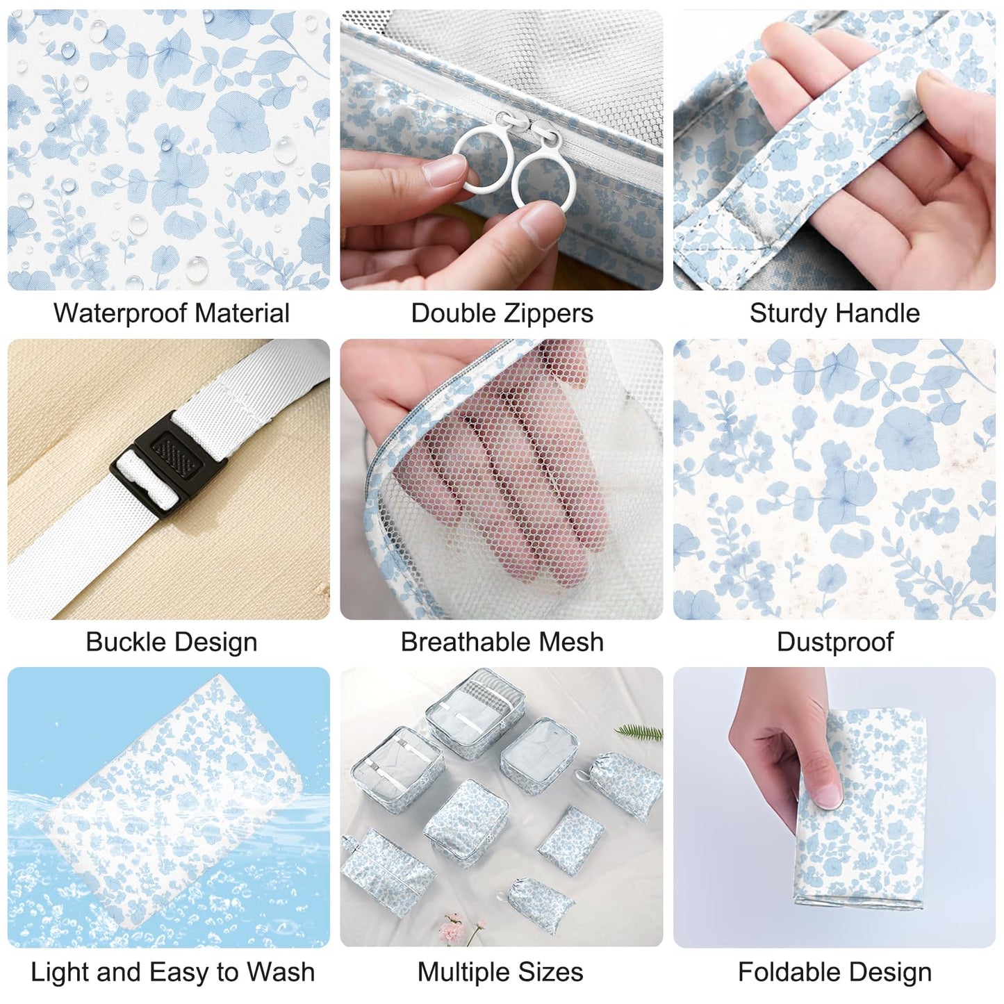 YEEYAA Packing Cubes for Travel - 8 Set Luggage Organizer Bags for Family, Mesh Breathable Packing Cubes for Suitcases Durable Travel Essentials Bags Set