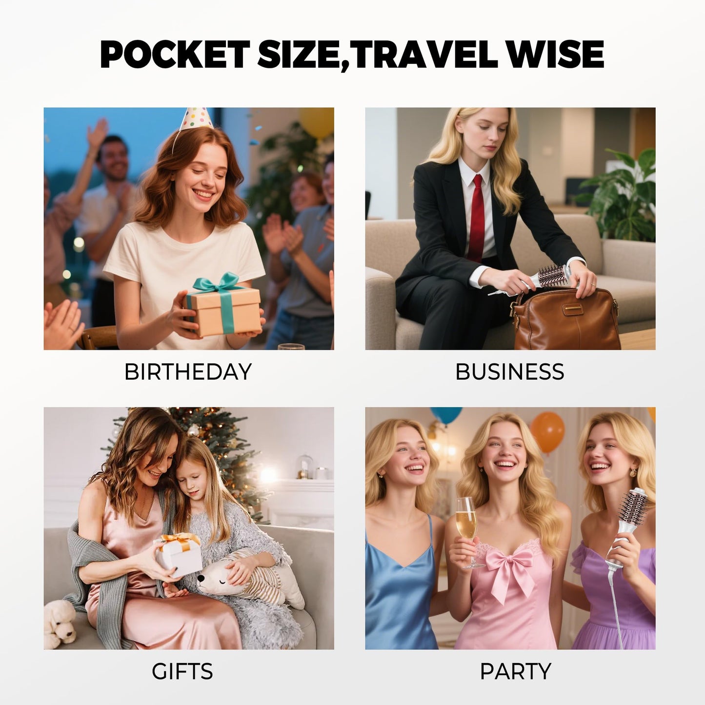 Mini Travel Hair Dryer Brush Blow Dryer Brush in One, Small Hot Air Brush Compact Brush Blow Dryers for Women, Portable One Step Volumizer,Straightener,Styler,100-120V