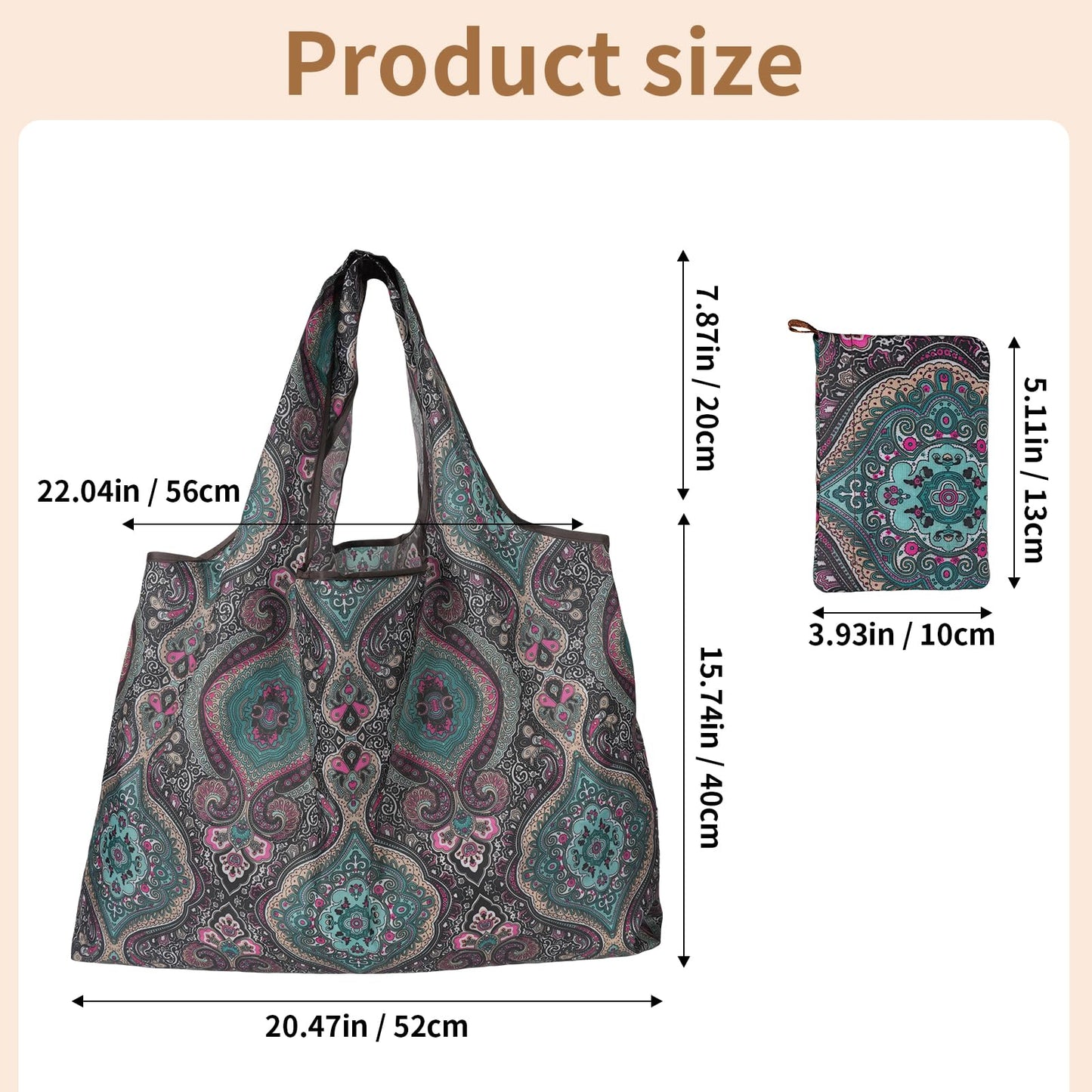 gracefuLife Foldable Grocery Bag Set of 3, Large Capacity 22x15in, Holds up to 44lb,Reusable Shopping Bags For Travel, Storage, and More, Soft Fabric with vivid Patterns