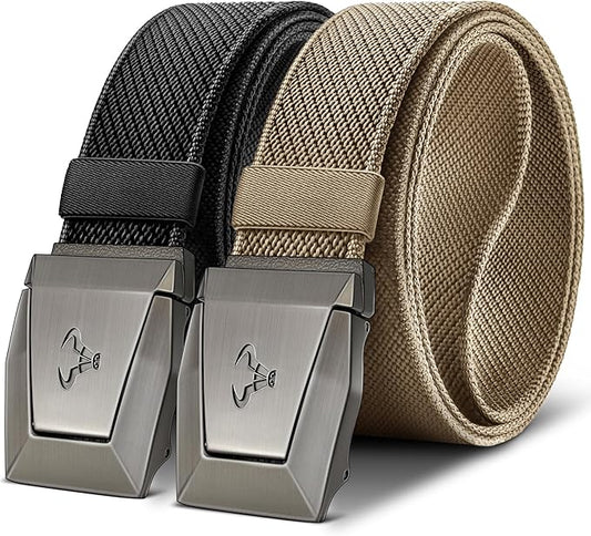 BULLIANT Men Belt 2 Pack,Nylon Web Holster Belt Stretch for Gift Men Outdoor Work Sports Hunting Hiking,Quick Release