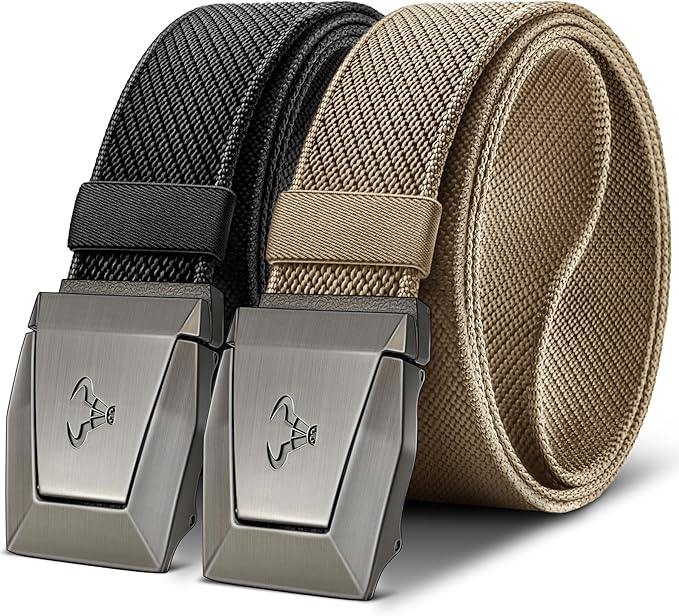BULLIANT Men Belt 2 Pack,Nylon Web Holster Belt Stretch for Gift Men Outdoor Work Sports Hunting Hiking,Quick Release