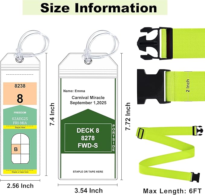 8 Pack Luggage Straps and Cruise Luggage Tags Set (4 Straps, 2 Wide, 2 Narrow Tags), Luggage Straps for Suitcases TSA Approved Suitcase Tags, Green