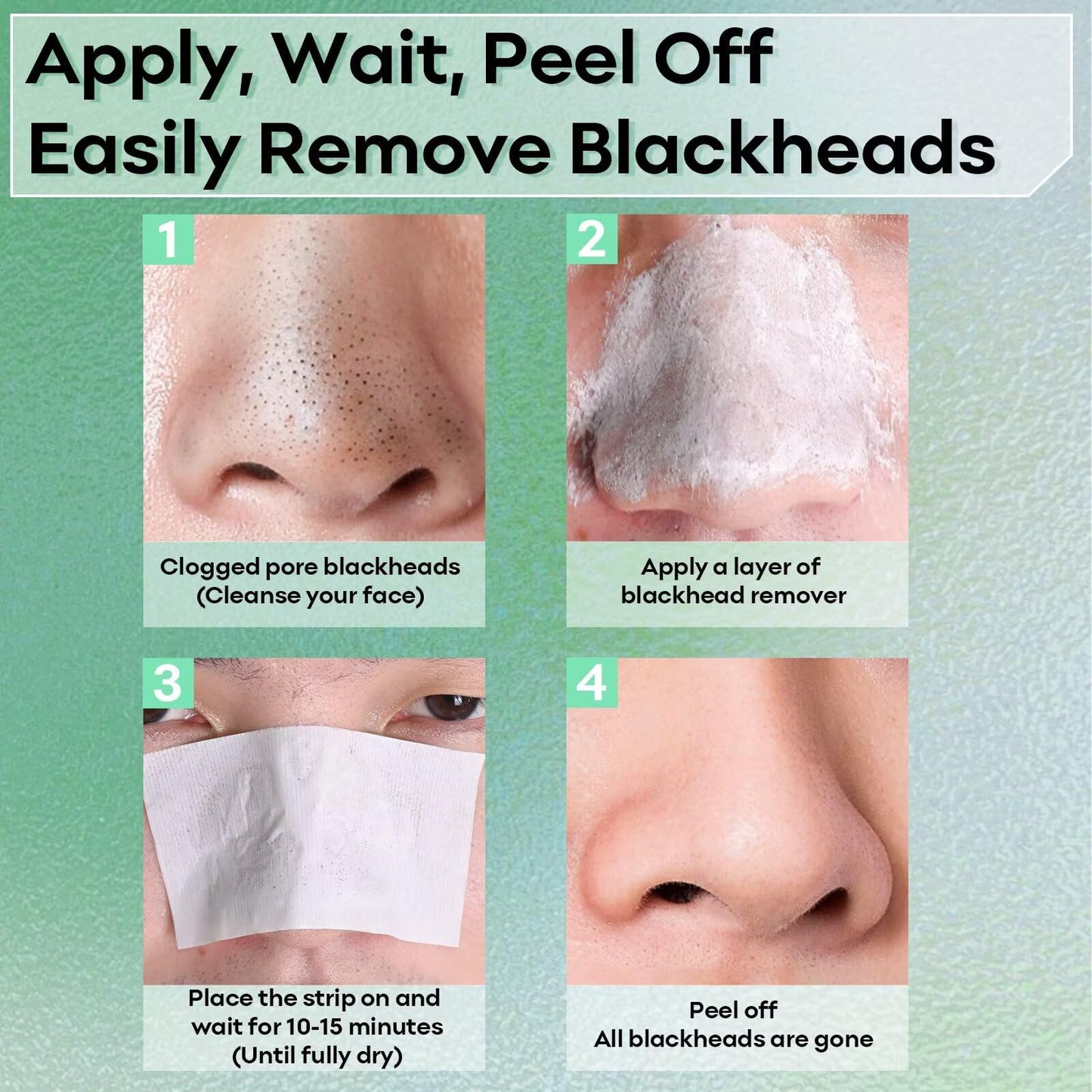 Blackhead Remover Peel Off Mask for Nose & Face - Blackhead Removal Kit with 100pcs Strips, Puntos Negros, 1.7oz