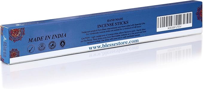 Bless-Ocean-Salt 100%-Natural-Handmade-Hand-Dipped-Incense-Sticks Organic-Chemicals-Charcoal-Free Purification-Relaxation-Positivity-Yoga-Meditation Best-Woods-Scent (25 Sticks (1.4 OZ))