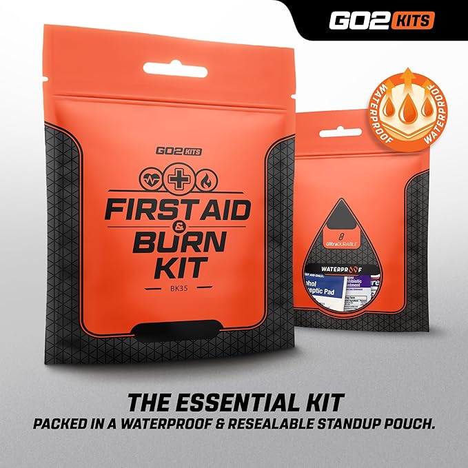 Advanced First Aid & Burn Kit, Comprehensive Burn First Aid Kit with Dressings, Burn Cream & Gauze, Portable First Aid Kit for Home, Office, Car & Travel, 5-Pack (BK35)