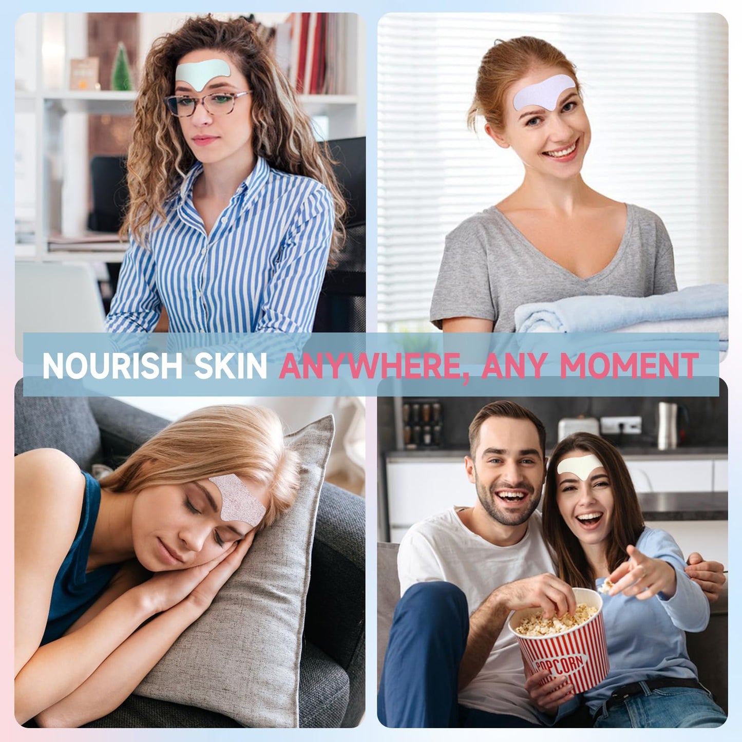 kindshine 40PCS Forehead Wrinkle Patches, Forehead Face Masks, Anti Wrinkle Facial Patches with Hyaluronic Acid & Collagen, Overnight Forehead Patches for Wrinkles Smoothing