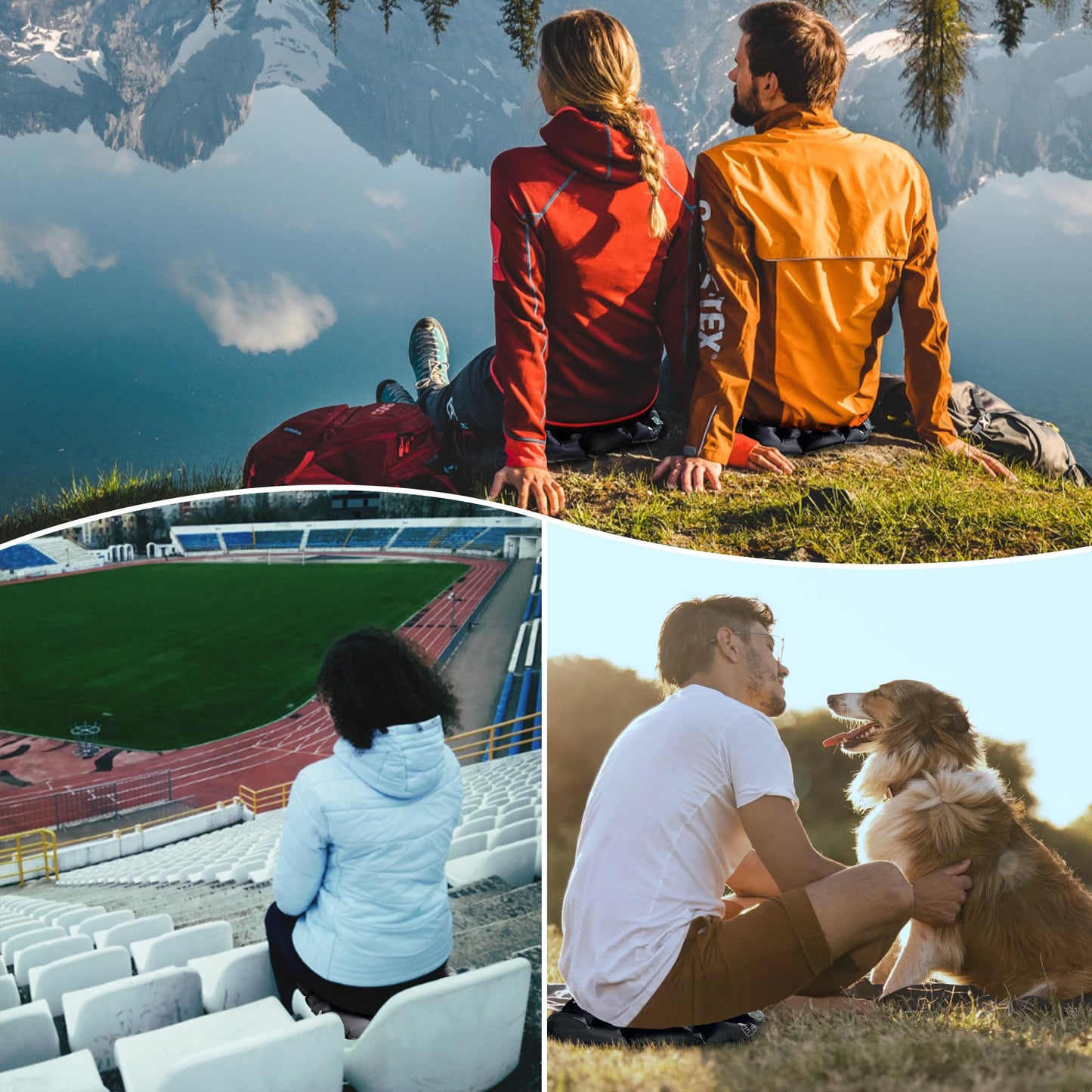 ONTYZZ Inflatable Seat Cushion Lightweight Airplane Seat Cushion Stadium Seat Travel Cushion for Climbing Hiking Office Airplane, Black